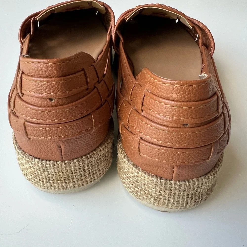Coco Canela Women's Woven Brown Loafers Espadrille Flat Shoes Size 9